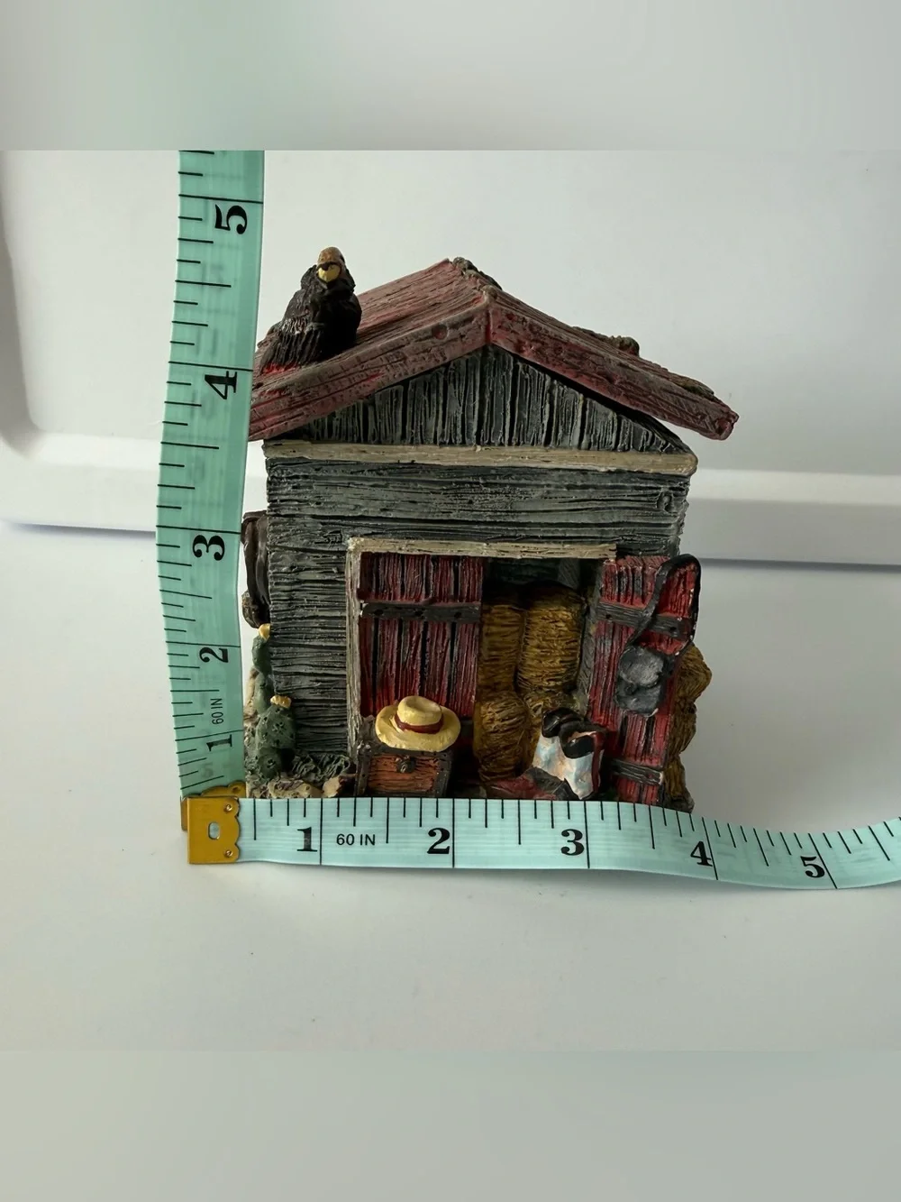 FIGI Graphics 1995 Vintage Stable Trinket Box Western Barn Removable Roof